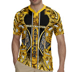 Aotearoa Ngati Whatua Rugby Jersey Maori Tribal Gold Paua Shell Pattern