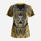 Aotearoa Ngati Whatua Scrub Top Maori Tribal Gold Paua Shell Pattern