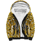 Aotearoa Ngati Whatua Sherpa Hoodie Maori Tribal Gold Paua Shell Pattern