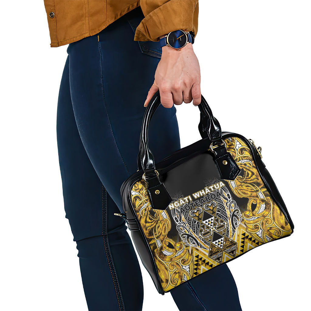 Aotearoa Ngati Whatua Shoulder Handbag Maori Tribal Gold Paua Shell Pattern