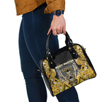Aotearoa Ngati Whatua Shoulder Handbag Maori Tribal Gold Paua Shell Pattern