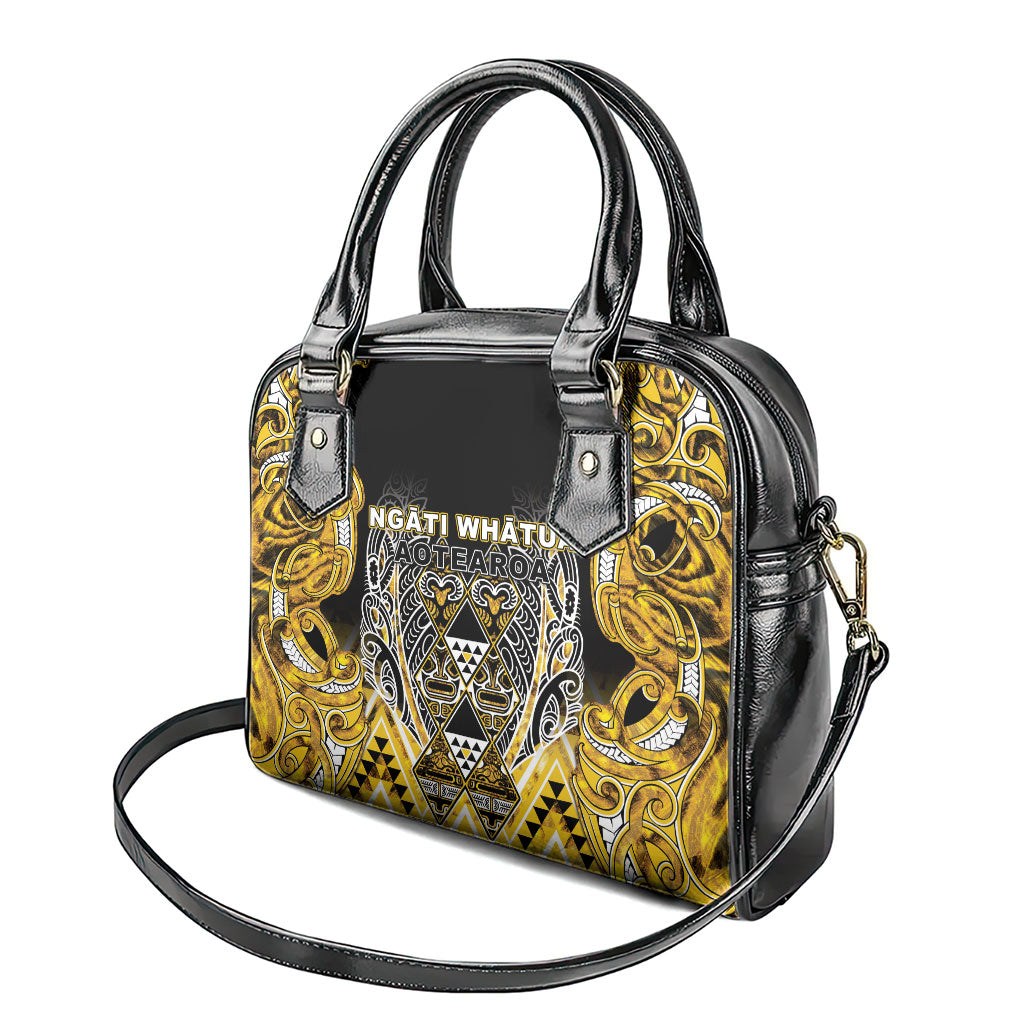 Aotearoa Ngati Whatua Shoulder Handbag Maori Tribal Gold Paua Shell Pattern