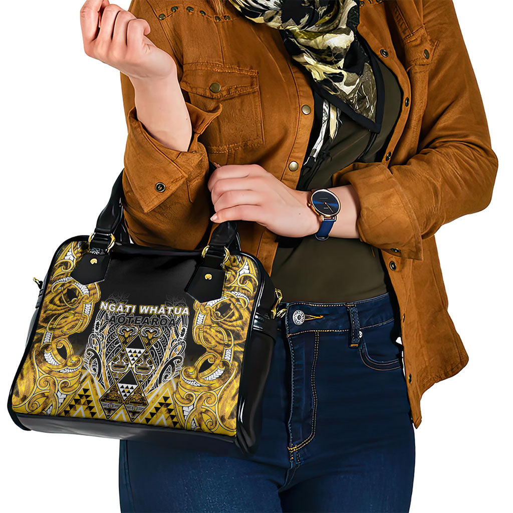 Aotearoa Ngati Whatua Shoulder Handbag Maori Tribal Gold Paua Shell Pattern
