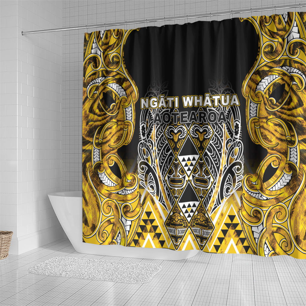 Aotearoa Ngati Whatua Shower Curtain Maori Tribal Gold Paua Shell Pattern
