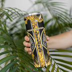Aotearoa Ngati Whatua Skinny Tumbler Maori Tribal Gold Paua Shell Pattern