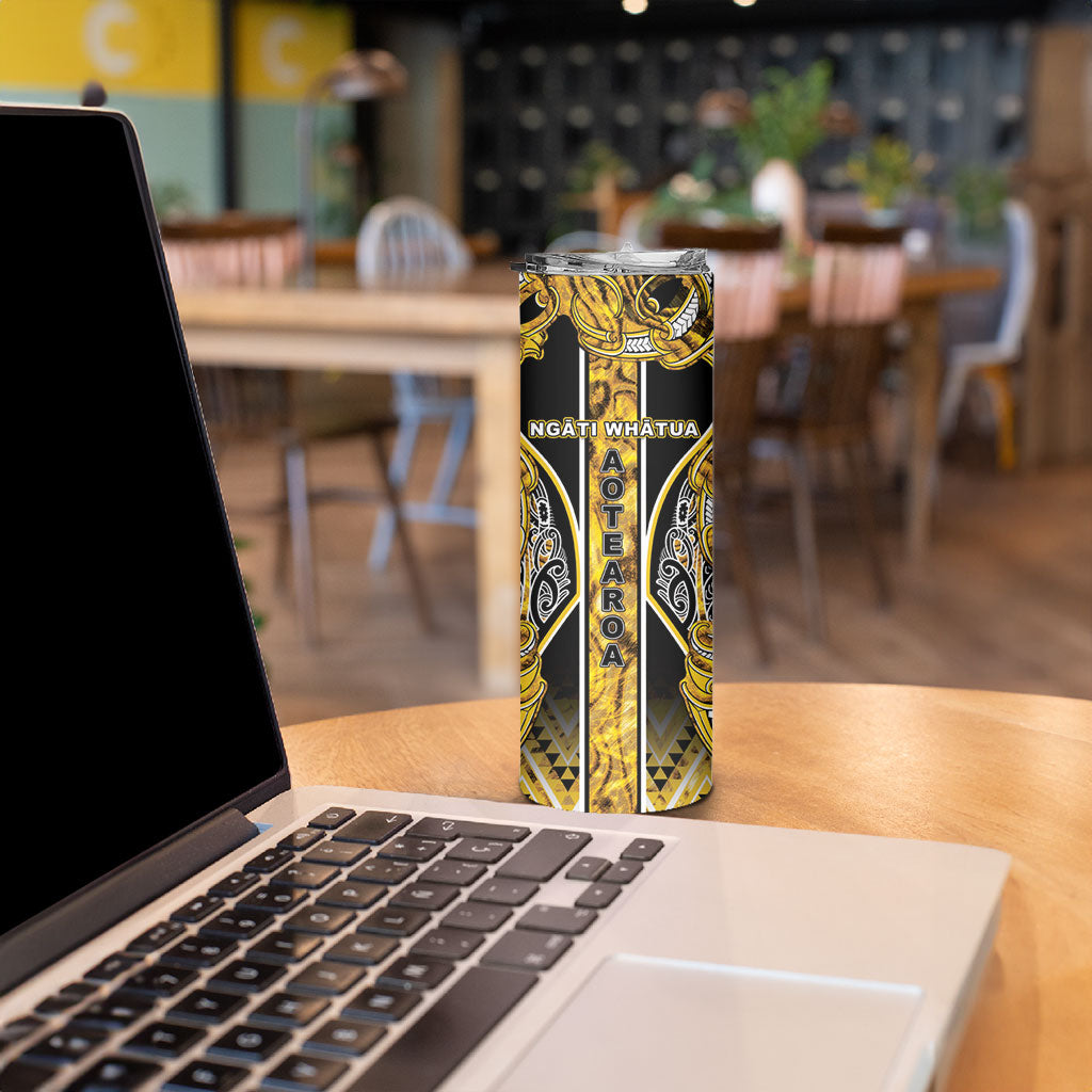 Aotearoa Ngati Whatua Skinny Tumbler Maori Tribal Gold Paua Shell Pattern