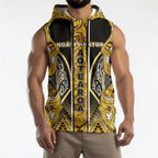 Aotearoa Ngati Whatua Sleeveless Hoodie Maori Tribal Gold Paua Shell Pattern