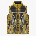 Aotearoa Ngati Whatua Sleeveless Puffer Jacket Maori Tribal Gold Paua Shell Pattern