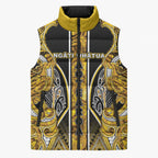Aotearoa Ngati Whatua Sleeveless Puffer Jacket Maori Tribal Gold Paua Shell Pattern