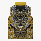 Aotearoa Ngati Whatua Sleeveless Puffer Jacket Maori Tribal Gold Paua Shell Pattern