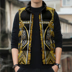 Aotearoa Ngati Whatua Sleeveless Puffer Jacket Maori Tribal Gold Paua Shell Pattern