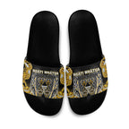 Aotearoa Ngati Whatua Slide Sandals Maori Tribal Gold Paua Shell Pattern