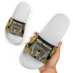 Aotearoa Ngati Whatua Slide Sandals Maori Tribal Gold Paua Shell Pattern