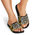 Aotearoa Ngati Whatua Slide Sandals Maori Tribal Gold Paua Shell Pattern