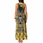 Aotearoa Ngati Whatua Tank Maxi Dress Maori Tribal Gold Paua Shell Pattern
