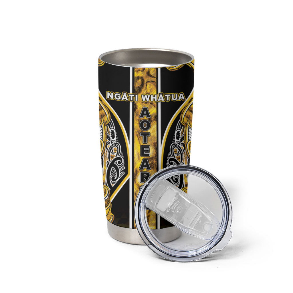 Aotearoa Ngati Whatua Tumbler Cup Maori Tribal Gold Paua Shell Pattern