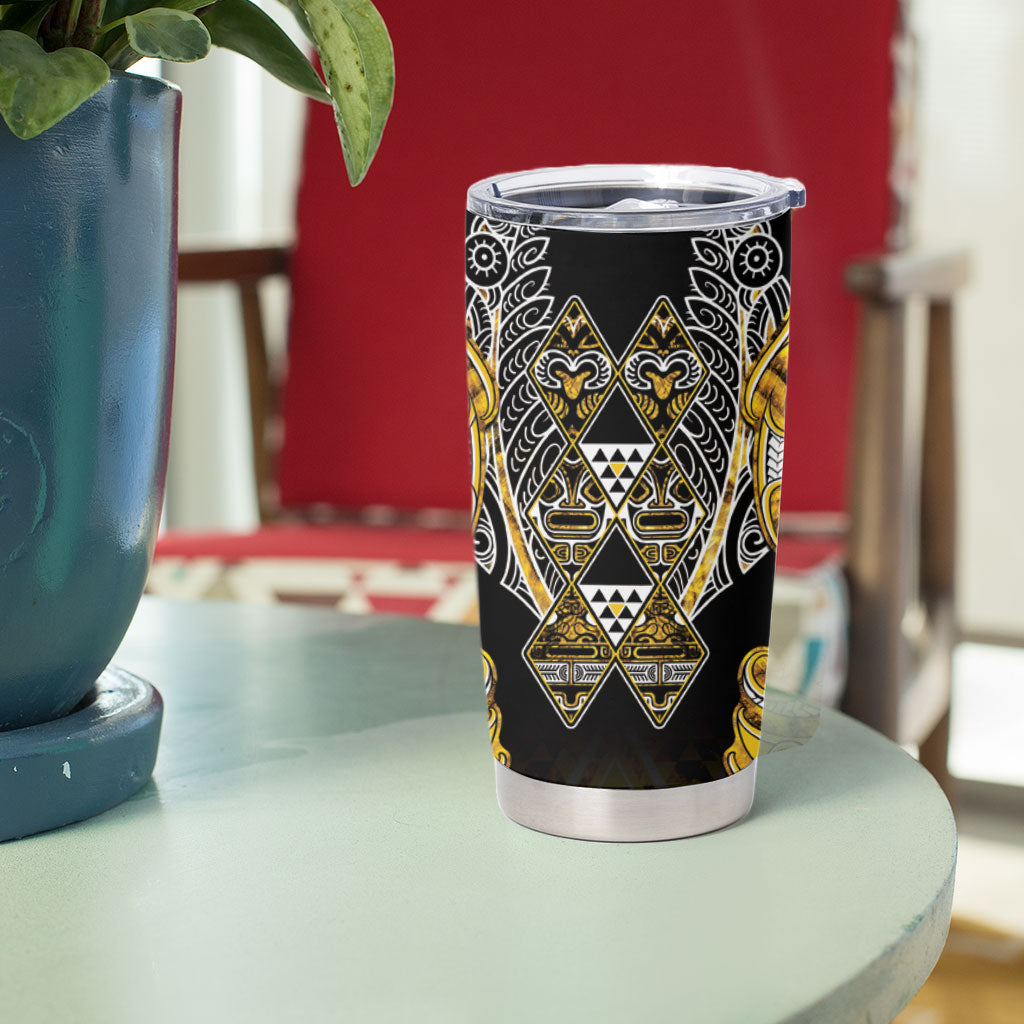 Aotearoa Ngati Whatua Tumbler Cup Maori Tribal Gold Paua Shell Pattern