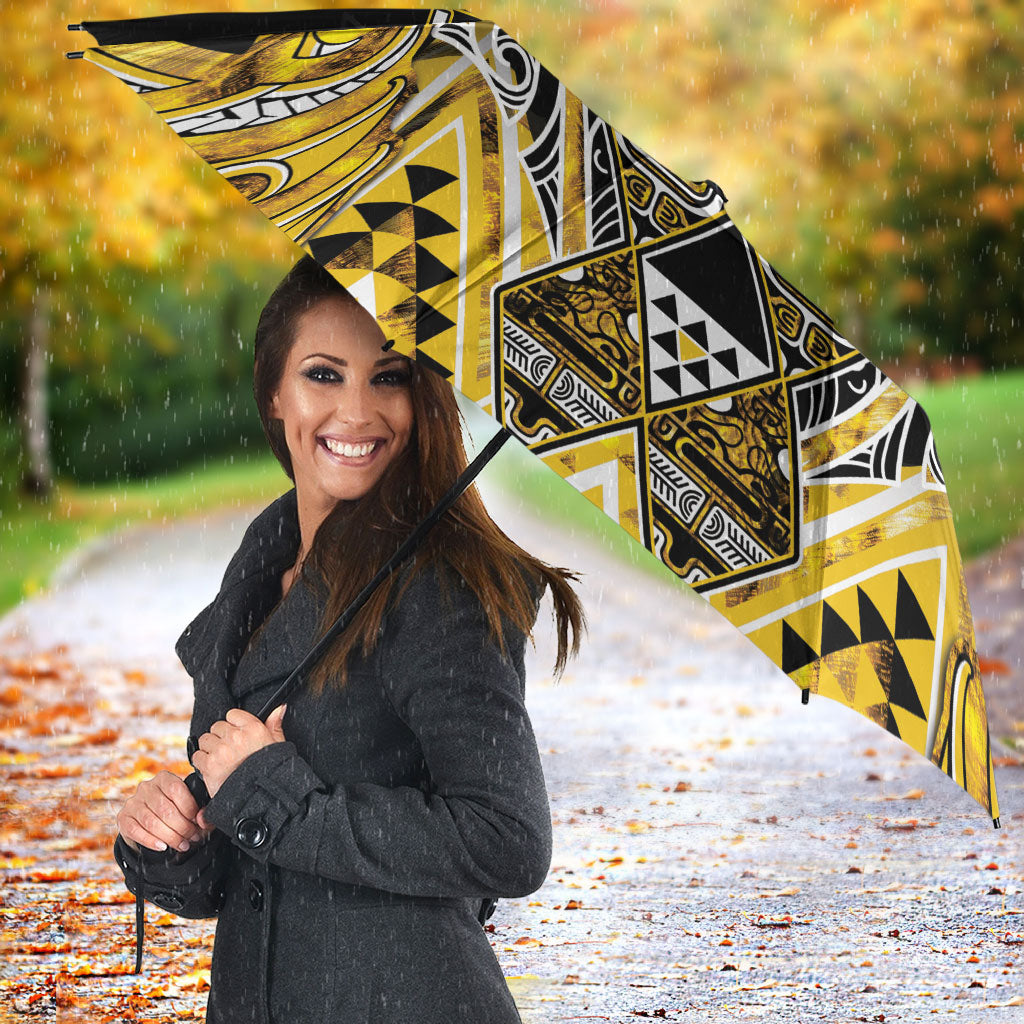 Aotearoa Ngati Whatua Umbrella Maori Tribal Gold Paua Shell Pattern