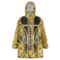 Aotearoa Ngati Whatua Wearable Blanket Hoodie Maori Tribal Gold Paua Shell Pattern
