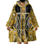 Aotearoa Ngati Whatua Wearable Blanket Hoodie Maori Tribal Gold Paua Shell Pattern