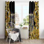 Aotearoa Ngati Whatua Window Curtain Maori Tribal Gold Paua Shell Pattern