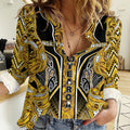Aotearoa Ngati Whatua Women Casual Shirt Maori Tribal Gold Paua Shell Pattern