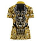 Aotearoa Ngati Whatua Women Polo Shirt Maori Tribal Gold Paua Shell Pattern