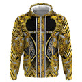 Aotearoa Ngati Whatua Zip Hoodie Maori Tribal Gold Paua Shell Pattern