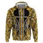 Aotearoa Ngati Whatua Zip Hoodie Maori Tribal Gold Paua Shell Pattern