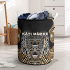 Aotearoa Kati Mamoe Laundry Basket Maori Brown Tribal Paua Shell Pattern