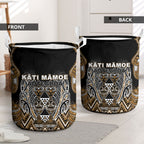 Aotearoa Kati Mamoe Laundry Basket Maori Brown Tribal Paua Shell Pattern