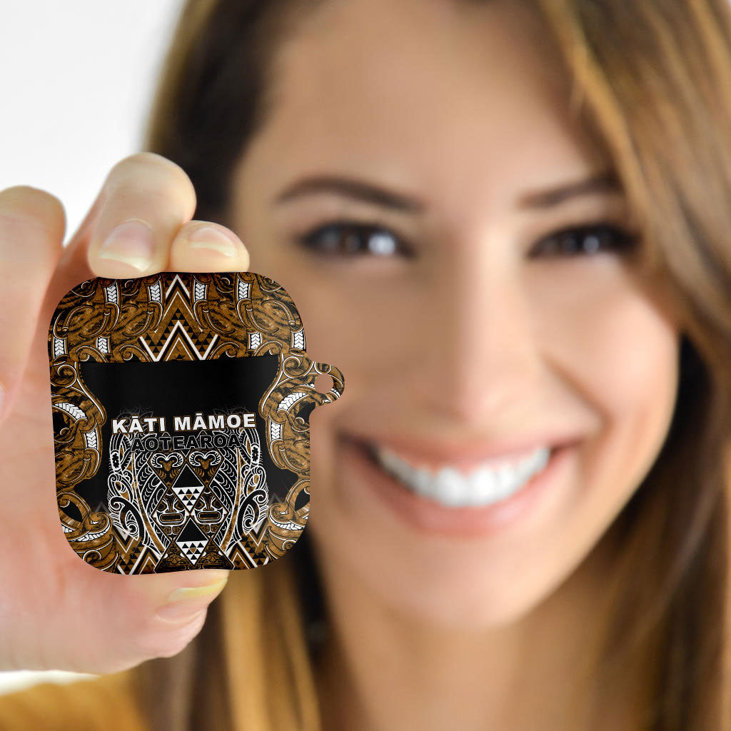 Aotearoa Kati Mamoe AirPods Case Maori Brown Tribal Paua Shell Pattern