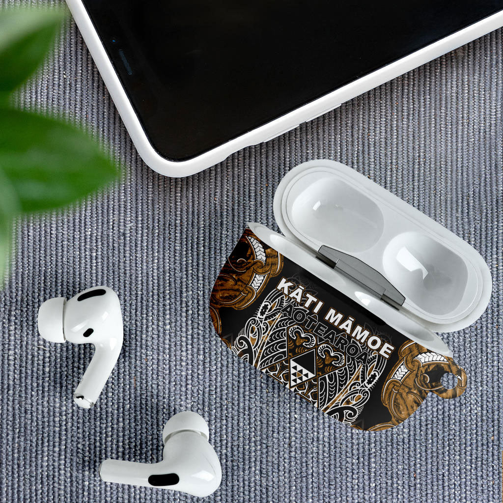 Aotearoa Kati Mamoe AirPods Case Maori Brown Tribal Paua Shell Pattern