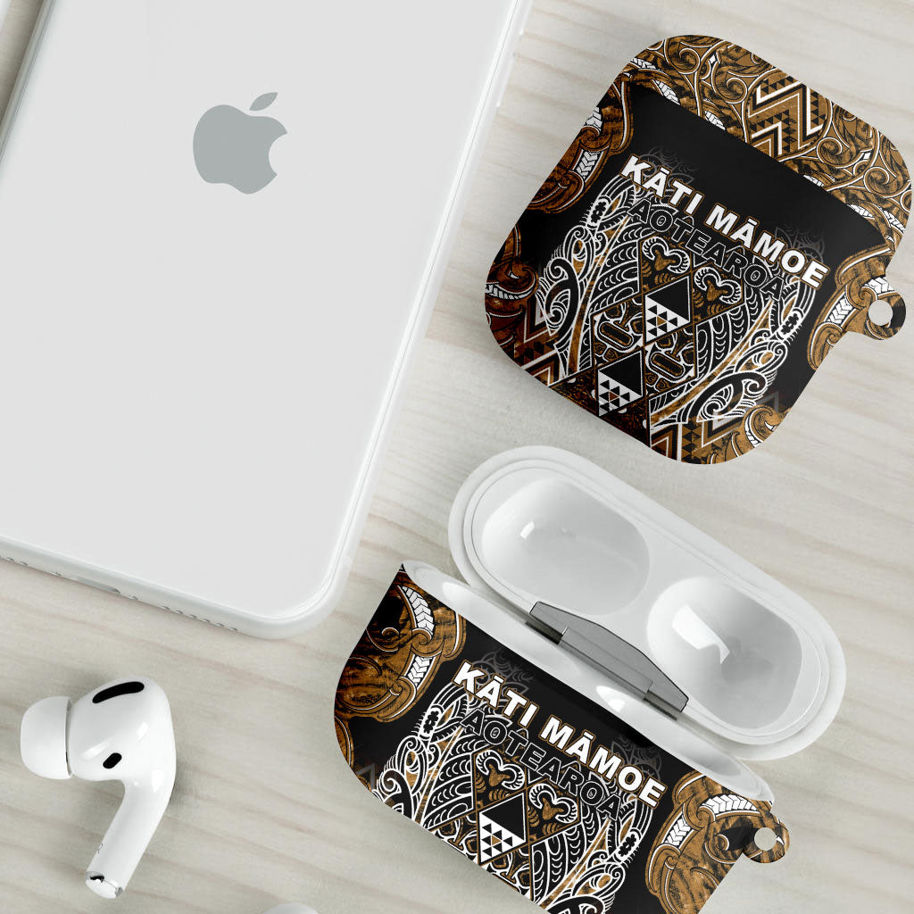 Aotearoa Kati Mamoe AirPods Case Maori Brown Tribal Paua Shell Pattern