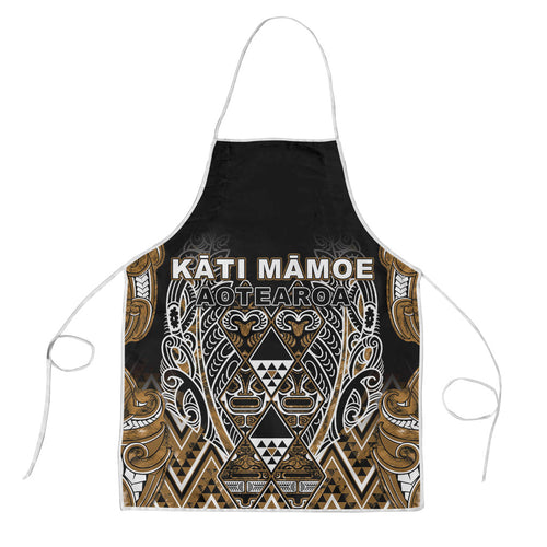 Aotearoa Kati Mamoe Apron Maori Brown Tribal Paua Shell Pattern