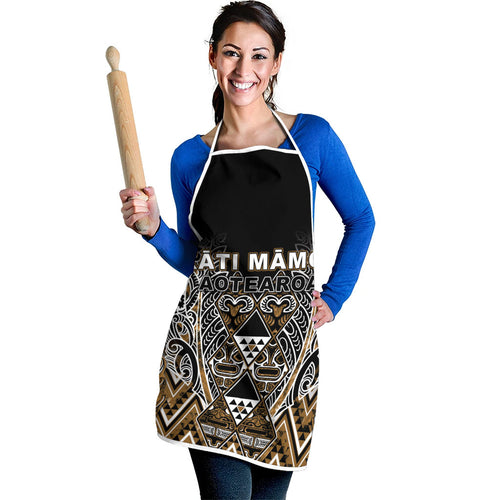 Aotearoa Kati Mamoe Apron Maori Brown Tribal Paua Shell Pattern