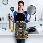 Aotearoa Kati Mamoe Apron Maori Brown Tribal Paua Shell Pattern