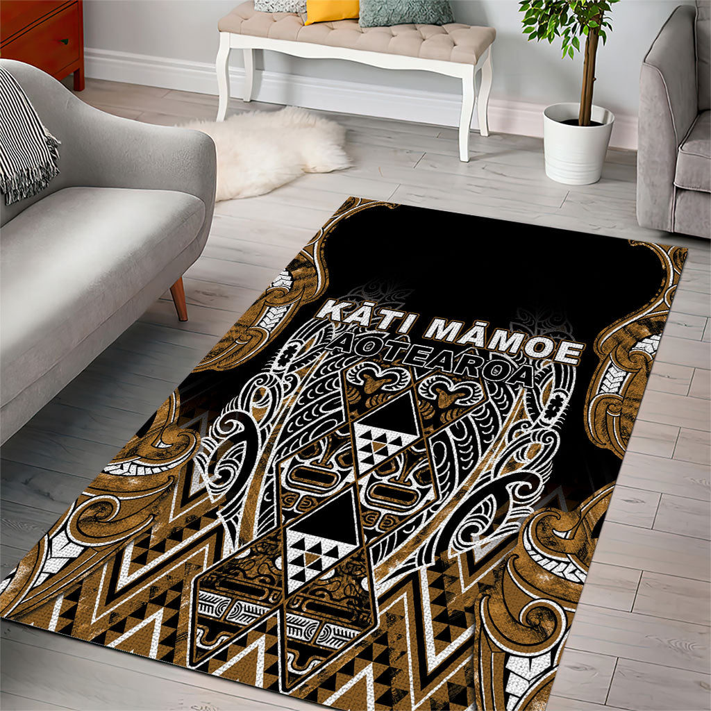Aotearoa Kati Mamoe Area Rug Maori Brown Tribal Paua Shell Pattern