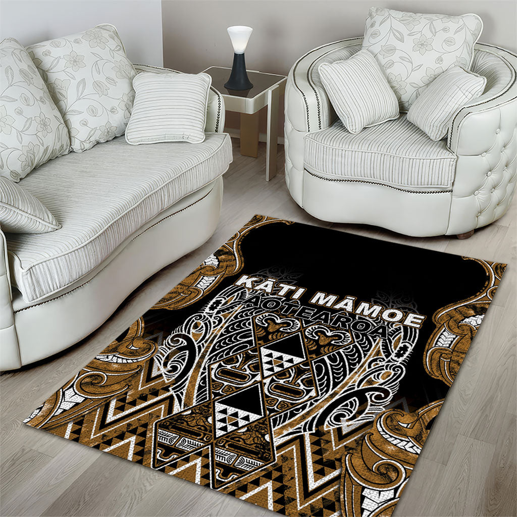 Aotearoa Kati Mamoe Area Rug Maori Brown Tribal Paua Shell Pattern