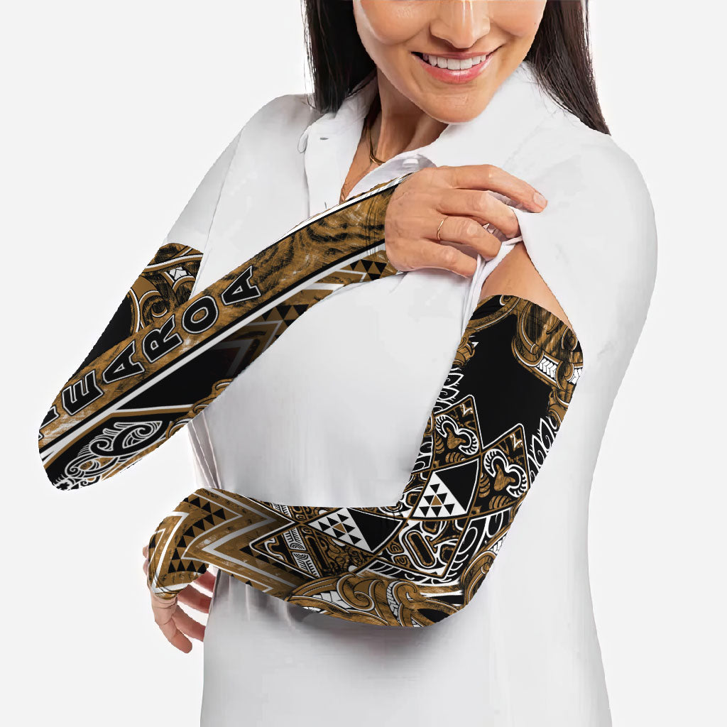Aotearoa Kati Mamoe Arm Sleeves Maori Brown Tribal Paua Shell Pattern