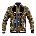 Aotearoa Kati Mamoe Baseball Jacket Maori Brown Tribal Paua Shell Pattern