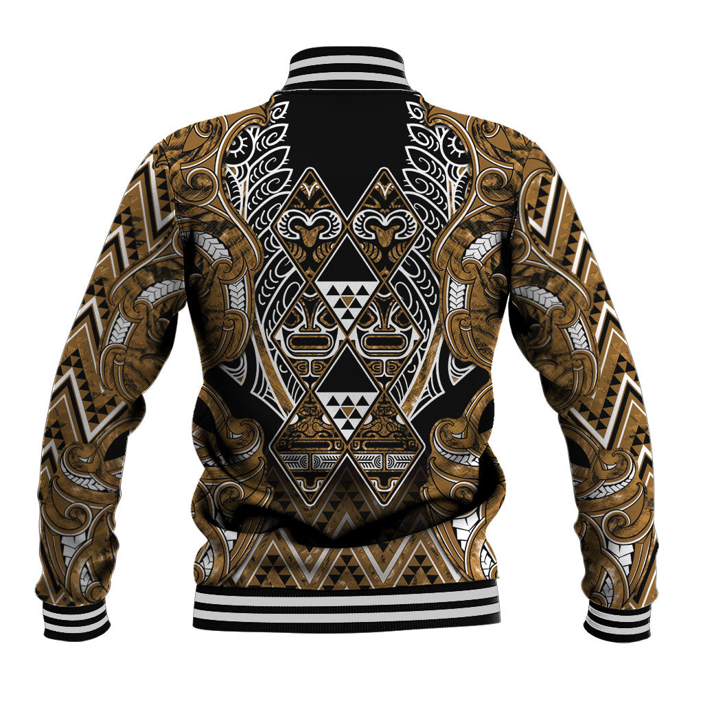 Aotearoa Kati Mamoe Baseball Jacket Maori Brown Tribal Paua Shell Pattern