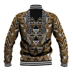 Aotearoa Kati Mamoe Baseball Jacket Maori Brown Tribal Paua Shell Pattern