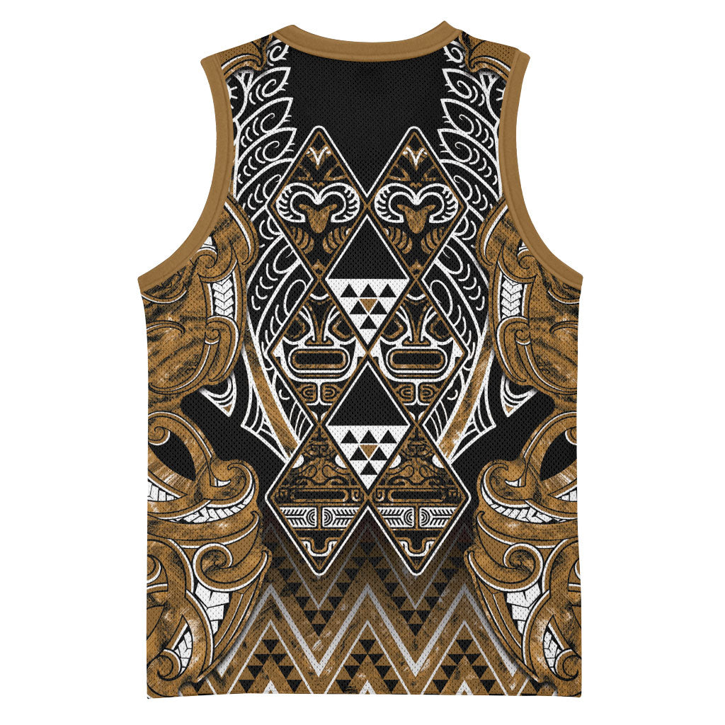 Aotearoa Kati Mamoe Basketball Jersey Maori Brown Tribal Paua Shell Pattern