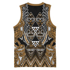 Aotearoa Kati Mamoe Basketball Jersey Maori Brown Tribal Paua Shell Pattern