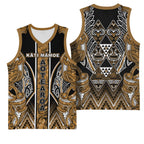 Aotearoa Kati Mamoe Basketball Jersey Maori Brown Tribal Paua Shell Pattern