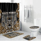 Aotearoa Kati Mamoe Bathroom Set Maori Brown Tribal Paua Shell Pattern