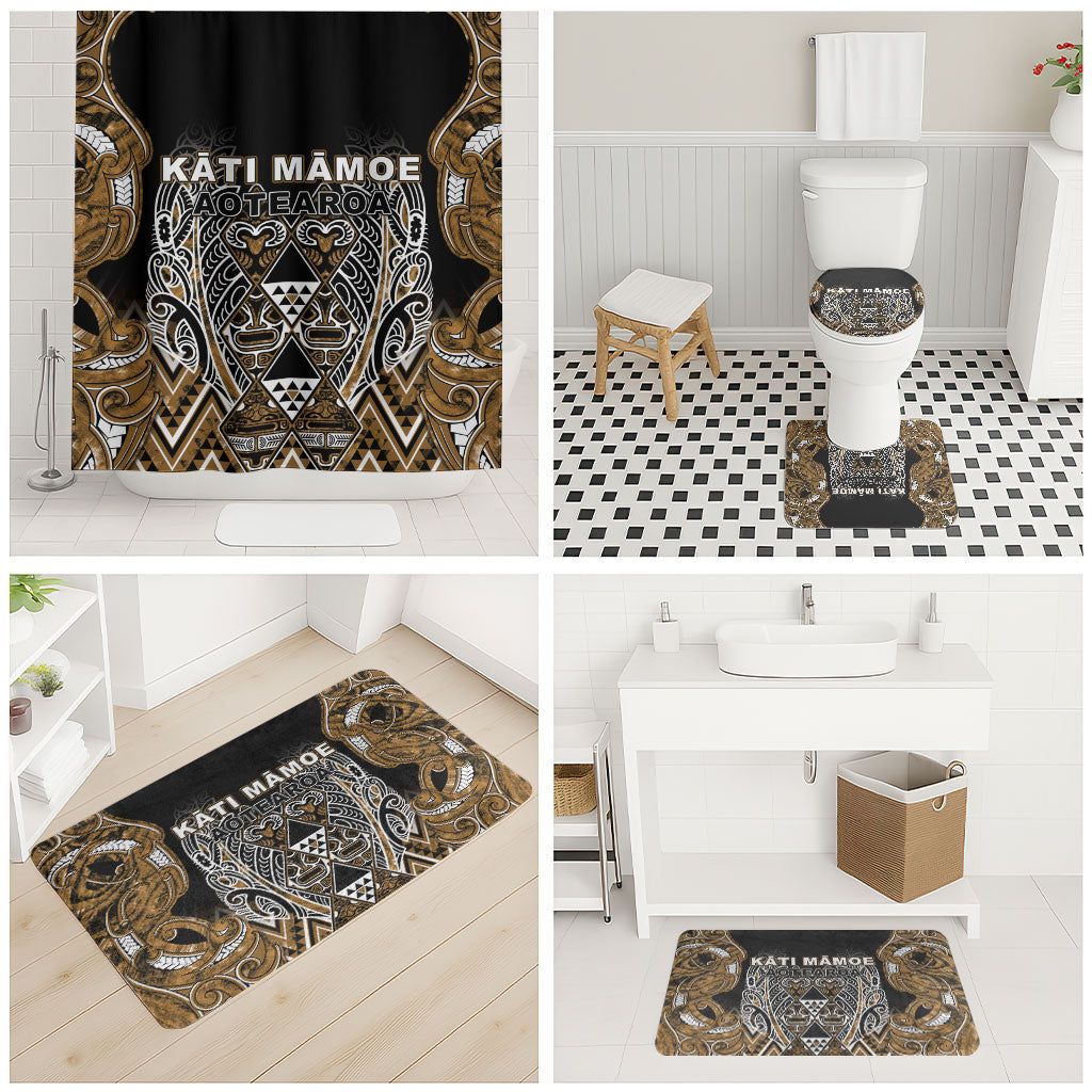Aotearoa Kati Mamoe Bathroom Set Maori Brown Tribal Paua Shell Pattern