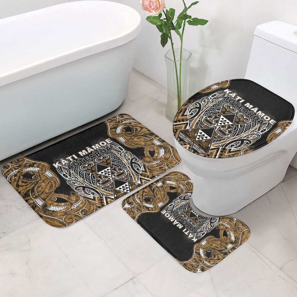 Aotearoa Kati Mamoe Bathroom Set Maori Brown Tribal Paua Shell Pattern