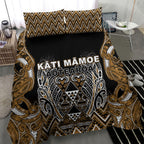 Aotearoa Kati Mamoe Bedding Set Maori Brown Tribal Paua Shell Pattern